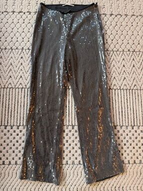 New Silver Sequin Flare Pants